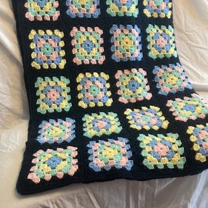 Large Handmade Beautiful Granny Square Crocheted Afghan Blanket